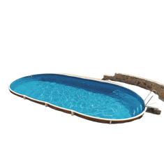 AZURO Prostostoječi bazen WOOD VARIO OVAL (404 DL) 5.5 x 3.7 x 1.2 m, iz pločevine z dodatno opremo