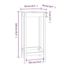 Vidaxl Barska miza 50x50x110 cm trdna borovina