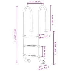 Vidaxl Lestev za bazen 54x38x158 cm 304 nerjaveče jeklo