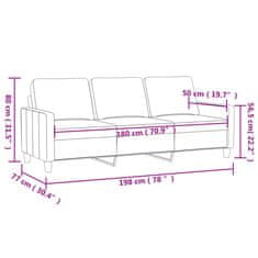 Vidaxl Trosed krem 180 cm žamet