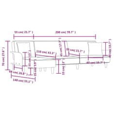 Vidaxl Raztegljiv kavč L oblike temno siv 279x140x70 cm tkanina