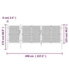 Vidaxl Mrežasta vrtna vrata antracit 400x175 cm pocinkano jeklo