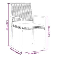 Vidaxl Vrtni stoli z blazinami 4 kosi črni 54x62,5x89 cm poli ratan