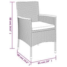 Vidaxl Vrtna jedilna garnitura 9-delna z blazinami siv poli ratan