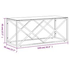 Vidaxl Klubska mizica 110x45x45 cm nerjaveče jeklo in steklo