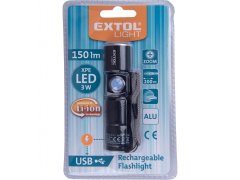 Extol Light Svetilka 150lm, povečavo, USB polnjenje, XPE 3W ICE