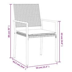 Vidaxl Vrtni stoli z blazinami 6 kosov črni 54x62,5x89 cm poli ratan