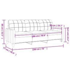 Vidaxl Kavč trosed črn 180 cm umetno usnje