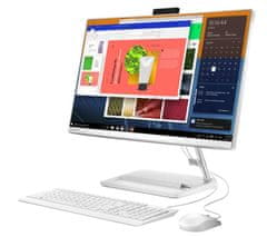 Lenovo IdeaCentre AiO 3 računalnik, R5 7530U, 23,8FHD, 16GB, SSD1TB, UMA, W11H, bel (F0G100SPSC)