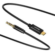 slomart baseus stereo zvočni kabel aux adapter 3,5 mm mini jack - usb tip c za tablični telefon 120 cm črn (cam01-01)