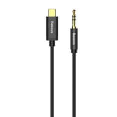 slomart baseus stereo zvočni kabel aux adapter 3,5 mm mini jack - usb tip c za tablični telefon 120 cm črn (cam01-01)