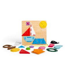 Bigjigs Toys Lesena igra z vezalkami Geometrijske oblike