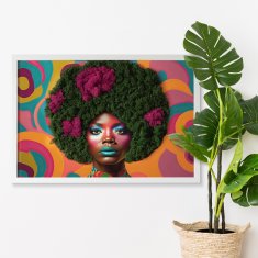 tulup.si Mah slika Ženska iz Afro 63x43 cm Črni okvir MDF