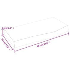 Vidaxl Stenska polica 60x30x6 cm neobdelana trdna hrastovina