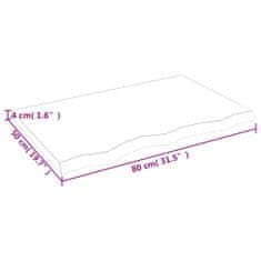 Vidaxl Stenska polica temno rjava 80x50x(2-4) cm trdna hrastovina