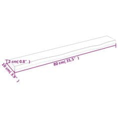 Vidaxl Stenska polica temno rjava 80x10x2 cm trdna hrastovina