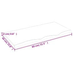 Vidaxl Stenska polica temno rjava 80x40x2 cm trdna hrastovina