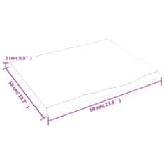 Vidaxl Stenska polica 60x50x2 cm neobdelana trdna hrastovina