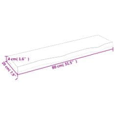 Vidaxl Stenska polica temno rjava 80x20x4 cm trdna hrastovina