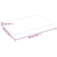 Vidaxl Stenska polica temno rjava 80x60x(2-6) cm trdna hrastovina