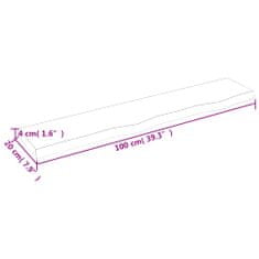 Vidaxl Stenska polica temno rjava 100x20x4 cm trdna hrastovina