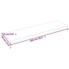 Vidaxl Stenska polica 100x30x2 cm neobdelana trdna hrastovina