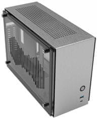 Zalman Zalmanovo ohišje M2 Mini / mini tower / ITX / 80 mm ventilator / USB 3.0 / USB 3.1 / riser kartica / steklene stranice / srebrna