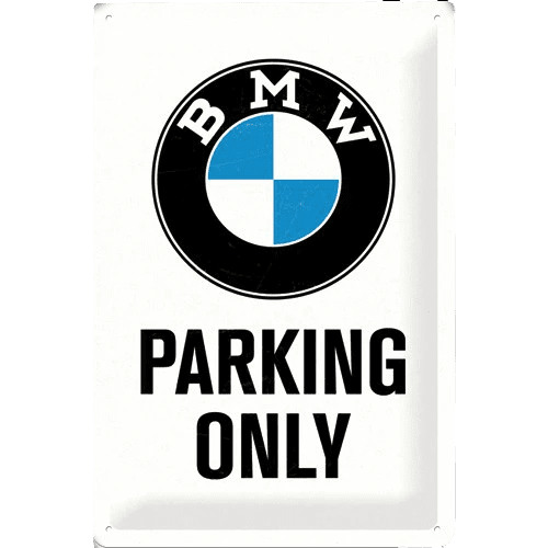 NOSTALGIC-ART Okrasna tabla BMW logo parking only