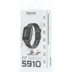 Hama Fit Watch 5910, športna ura črne barve, vodoodporna, GPS, srčni utrip, pedometer itd.