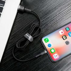 PRO Vzdržljiv pleten kabel za iPhone USB - Lightning QC3.0 2,4A 1 m črno-siv