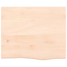 Vidaxl Stenska polica 60x50x2 cm neobdelana trdna hrastovina