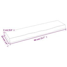 Vidaxl Stenska polica temno rjava 40x10x2 cm trdna hrastovina