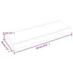 Vidaxl Stenska polica svetlo rjava 60x20x4 cm trdna hrastovina