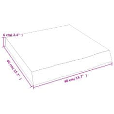 Vidaxl Stenska polica temno rjava 40x40x(2-6) cm trdna hrastovina