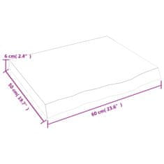 Vidaxl Stenska polica 60x50x(2-6) cm neobdelana trdna hrastovina