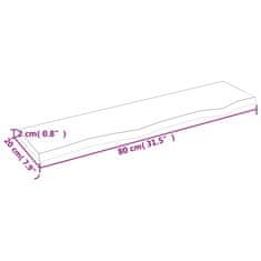 Vidaxl Stenska polica svetlo rjava 60x20x2 cm trdna hrastovina