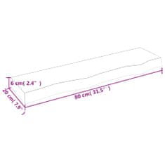 Vidaxl Stenska polica svetlo rjava 80x20x6 cm trdna hrastovina