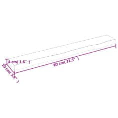 Vidaxl Stenska polica temno rjava 80x10x4 cm trdna hrastovina