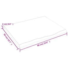 Vidaxl Stenska polica svetlo rjava 60x50x2 cm trdna hrastovina