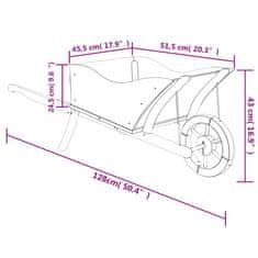 Vidaxl Korito samokolnica 128x45,5x43 cm trden les jelke