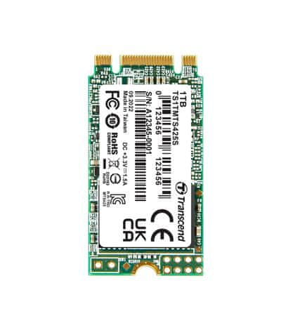 Transcend MTS425S 1TB SSD M.2 2242, SATA III 6Gb/s (3D TLC), 550 MB/s R, 500 MB/s W