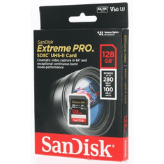 SanDisk Extreme PRO 128 GB V60 UHS-II kartice SD, 280/100 MB/s,V60,C10,UHS-II