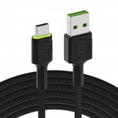 Green Cell kabel USB - usb-c green cell gc ray, 120 cm, zelena dioda, hitro polnjenje ultra charge, qc 3.0