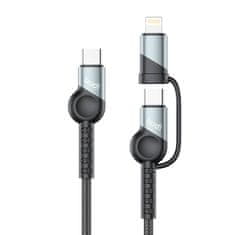 Budi kabel 2w1 usb do usb-c / lightning budi 65w/20w pd, 1m (czarny)