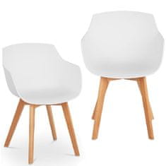 slomart Skandinavski plastični stol z lesenimi nogami do 150 kg 2 kosa bele barve