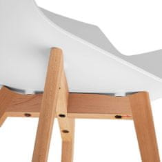 slomart Skandinavski plastični stol z lesenimi nogami do 150 kg 2 kosa bele barve