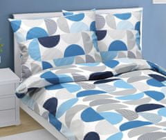 Bombažna posteljnina - 140x220, 70x90 cm - Polkrožno modra