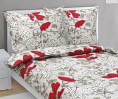 Bombažna posteljnina - 140x200, 70x90 cm - Cvetlično rdeča