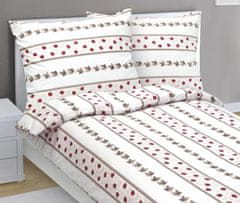 Flanelno posteljno perilo - 140x200, 70x90 cm - Rose burgundska, bež