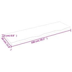 Vidaxl Stenska polica temno rjava 100x30x2 cm trdna hrastovina